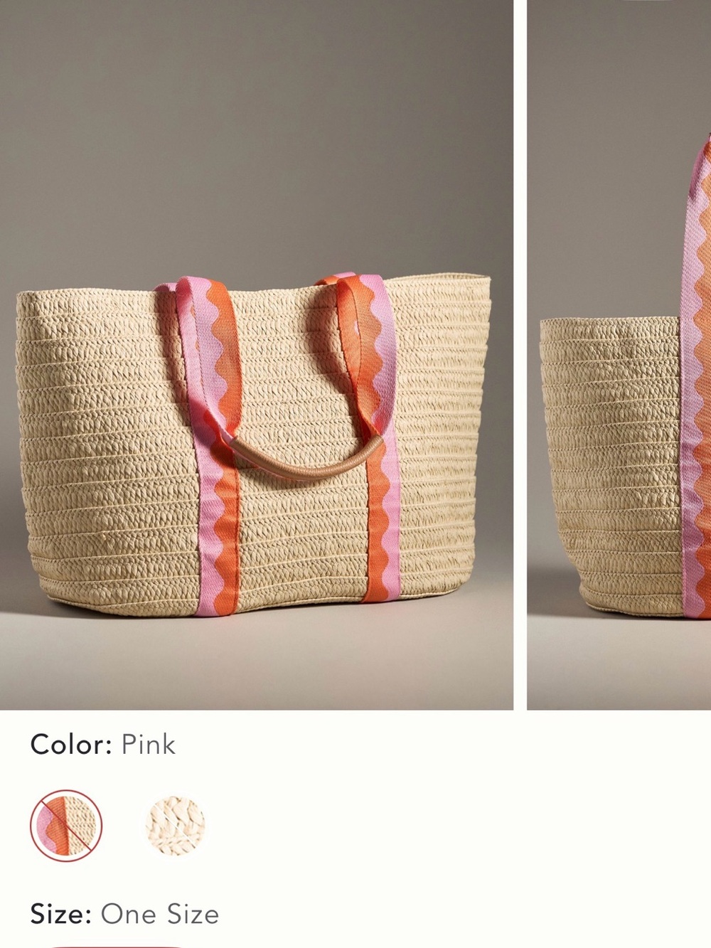 Anthropologie Shiraleah Raffia Tote Bag Pink & Orange: NWT - Picture 2 of 5